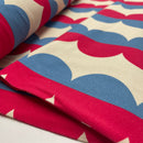 Mies & Moos Jersey Stoff retro blau himbeerrot