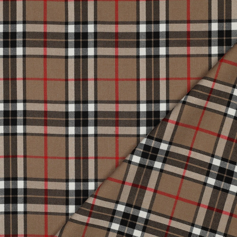 Tartan Check Bekleidungsstoff Stoff kariert beige rot
