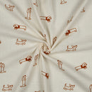 Musselin Stoff Double Gauze Stickerei Hunde ecru