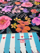 Swafing Elias Jersey Stoff Blumen schwarz
