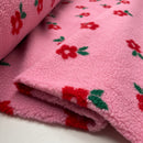 Teddy Plüsch Stoff Jackenstoff Blumen rosa pink