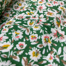 Viskose Crinkle Stoff Webware Blumen grün