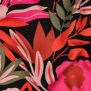 Pommé Viskose Stoff Webware Blumen Muster schwarz pink
