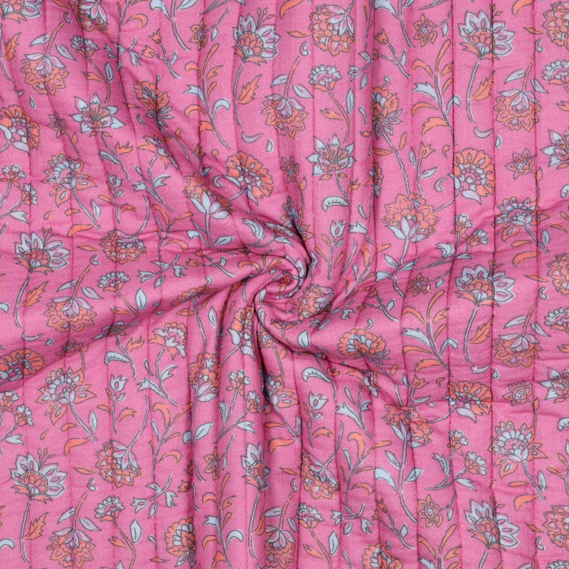 Jacken Stepp Stoff Musselin Stepper Blumen rosa