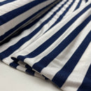 Stretch Viskose Stoff glänzend blau weiß gestreift
