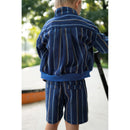 Jeans Baumwolle Webware Stoff Streifen blau