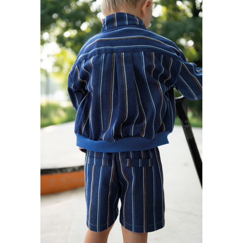 Jeans Baumwolle Webware Stoff Streifen blau