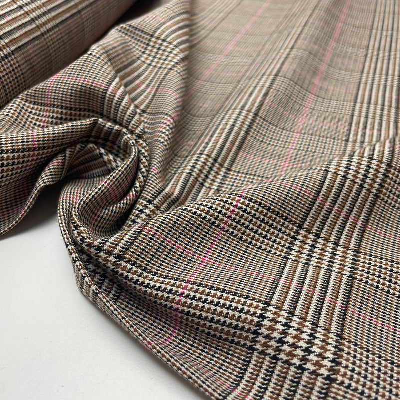 Tartan Check Bekleidungsstoff Stoff kariert beige rosa