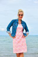 Swafing Theo Jersey Stoff Blumen rosa gelb