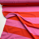 French Terry Sweat  Stoff Streifen pink orange