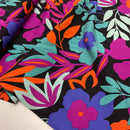 Pommé Viskose Stoff Webware Blumen Muster schwarz