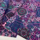 Poppy Jersey Stoff Digital Ornament blau lila