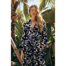 Leinen Viskose Stoff Muster schwarz lila