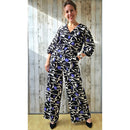 Leinen Viskose Stoff Muster schwarz lila