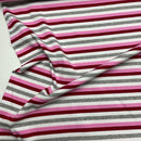 Rippjersey Stoff Streifen rosa grau