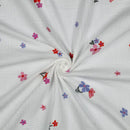 Musselin Stoff Double Gauze Stickerei Blumen uni weiß