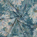 Gobelin Stoff Blumen Muster blau