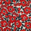 Cotton Satin Baumwolle Blumen offwhite rot