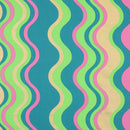 Poppy Stripes Baumwolle Stoff Wellen gold grün