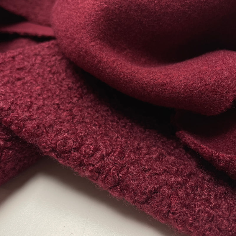 Boucle Stoff Jackenstoff dunkelrot