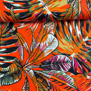 Jersey Stoff Blätter Muster orange