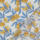 Handgefertigte Batik Baumwolle Zitronen blau gelb