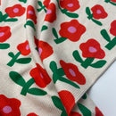Jennifer  Bouron Rippjersey Stoff Blumen Muster rot