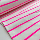 French Terry Sweat  Stoff Streifen neon pink weiß