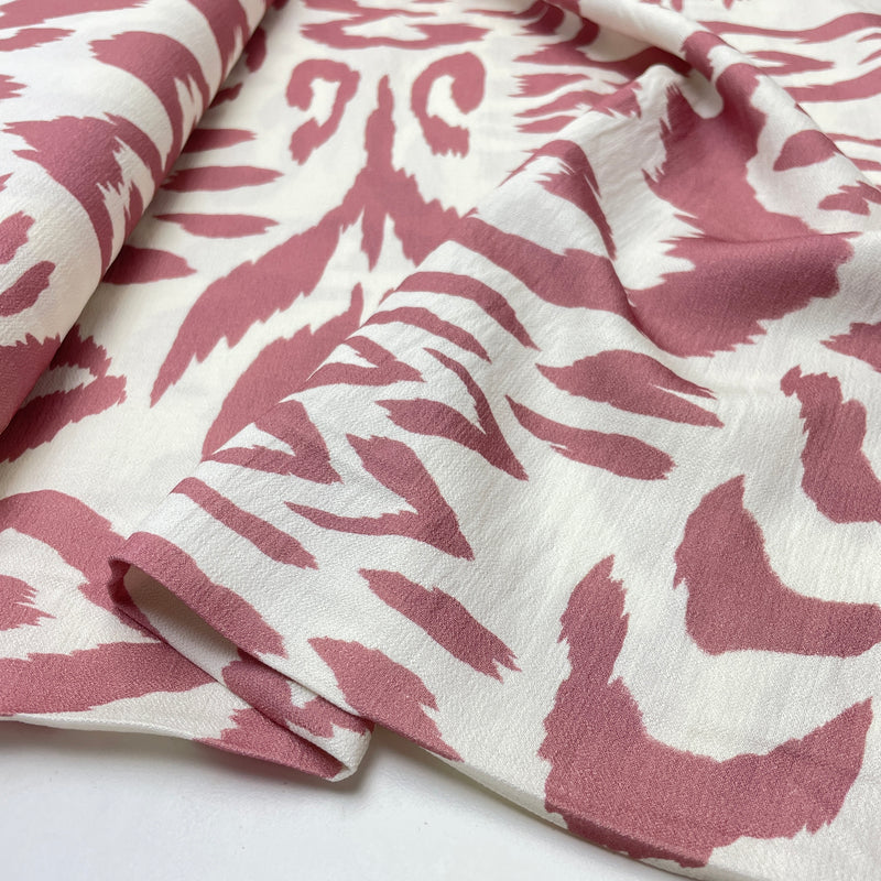 Viskose Crinkle Stoff Webware Muster rosa