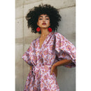 Viskose Stoff Blumen rosa orange