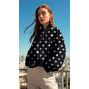 Jacken Stepp Stoff Stepper Punkte silber schwarz