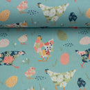 Swafing Spring Baumwolle Stoff Hühner blau