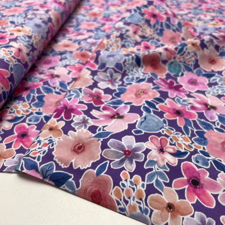 Poppy feine Baumwolle Stoff Blumen lila