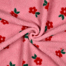 Teddy Plüsch Stoff Jackenstoff Blumen rosa pink