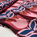 Viskose Ecovero Stoff Webware Blumen braun rosa