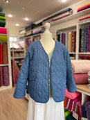 Jacken Denim Baumwolle Stepp Stoff Stepper Herzen blau