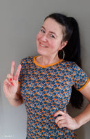 Sunny Meadow by Claires Creative Forest Rippjersey Stoff Blumen blau