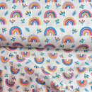 Jersey Stoff Regenbogen weiß