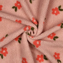 Teddy Plüsch Stoff Jackenstoff Blumen rosa orange