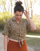 Swafing Meltem Double Gauze Baumwolle Stoff Leo Animal Print braun