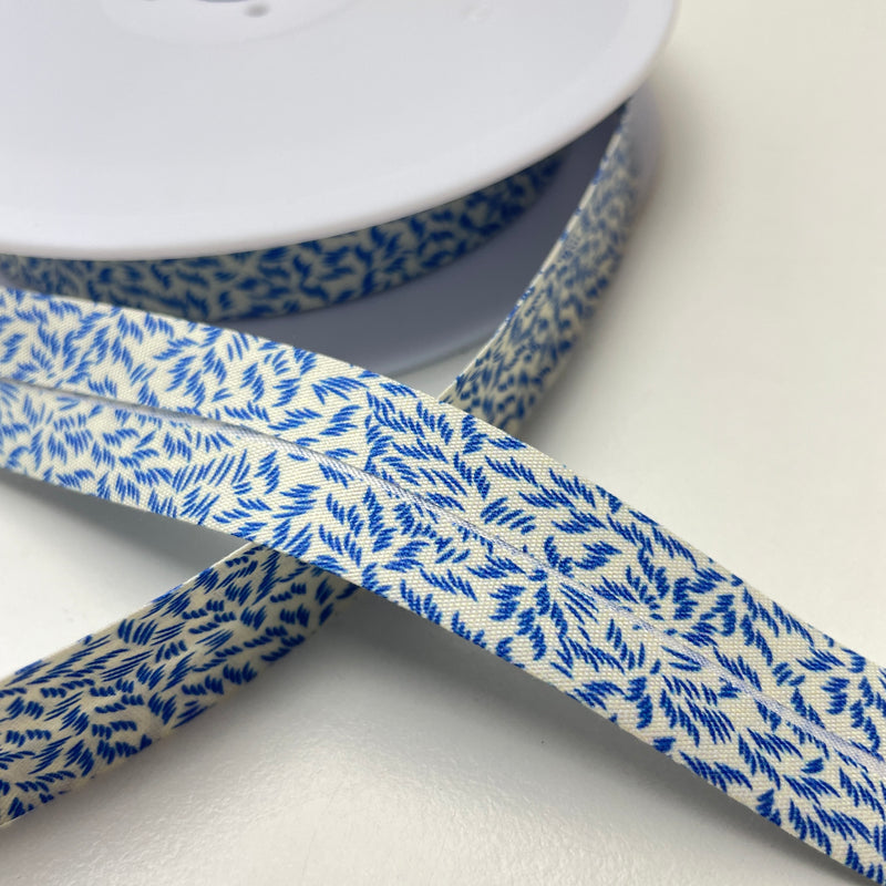 1 Meter Schrägband - 20mm - Muster blau