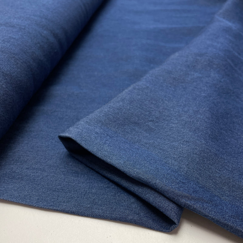 Tencel Lyocel Denim Jeans Webware Stoff uni dunkelblau