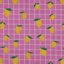 Poppy Design Beschichtete Baumwolle Stoff kariert Zitronen rosa