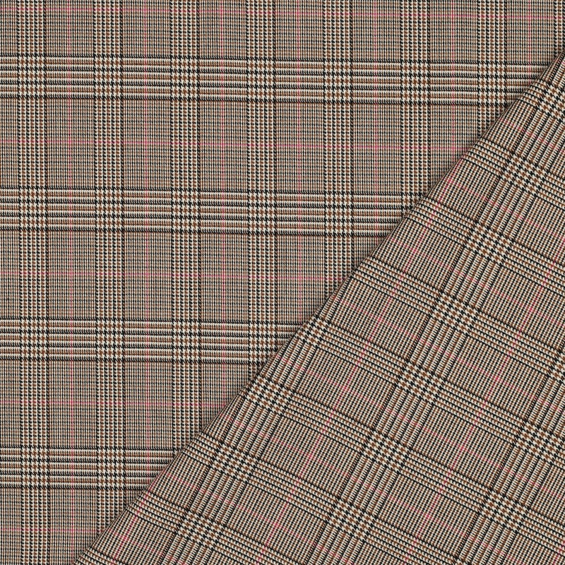 Tartan Check Bekleidungsstoff Stoff kariert beige rosa