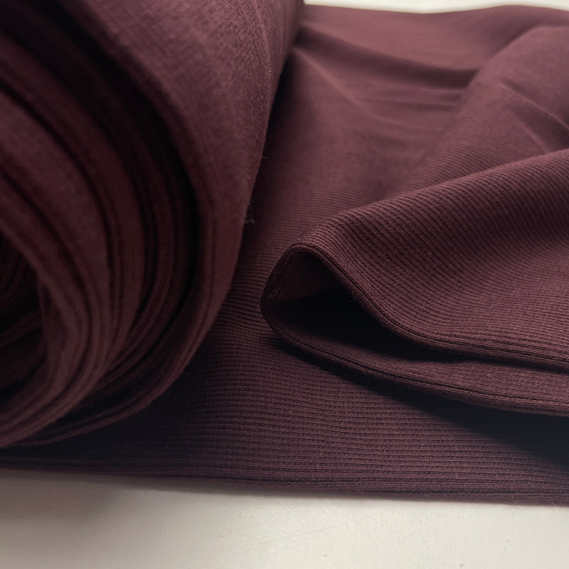 Fibre Mood Bündchen Stoff uni rot braun