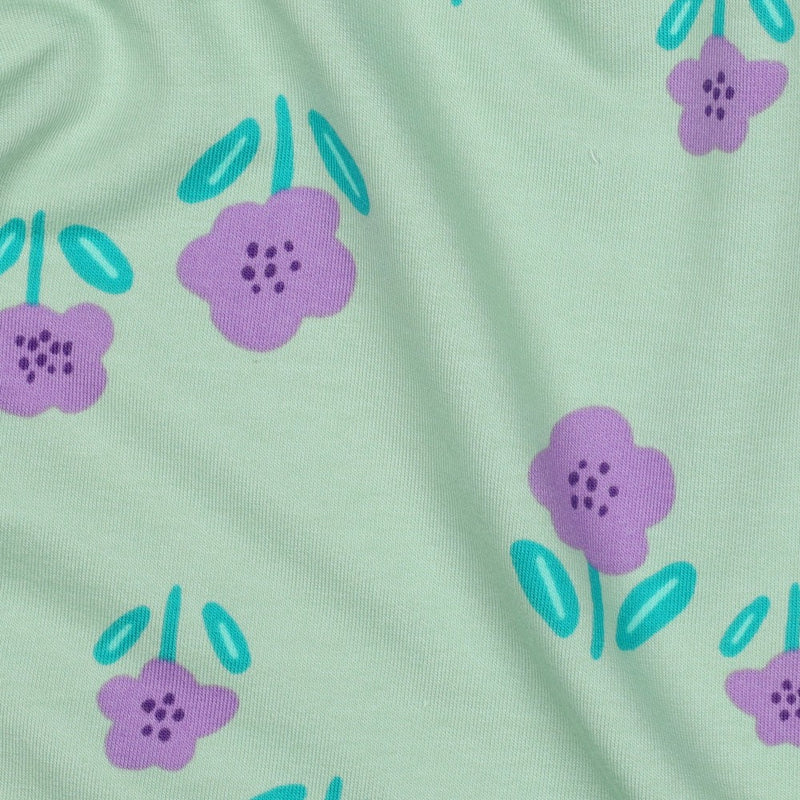 French Terry Stoff Soft Sweat Blumen mint