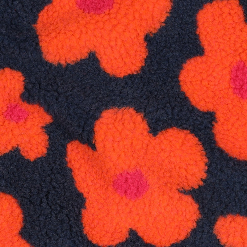 Teddy Stoff Jackenstoff Blumen blau