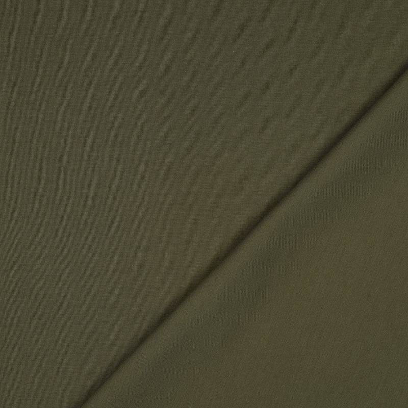 Cotton Interlock Jersey Stoff oliv