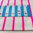 French Terry Sweat  Stoff Streifen neon pink weiß