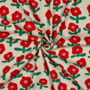 Jennifer  Bouron Rippjersey Stoff Blumen Muster rot